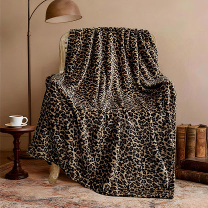 Edenleaf Leopard Print Blanket Fleece Throw for Bed Sofa Travel and Camping, Super Soft Cozy Fluffy Plush Cheetah Print Blanket for All Seasons 50"x60" (Dark Brown)