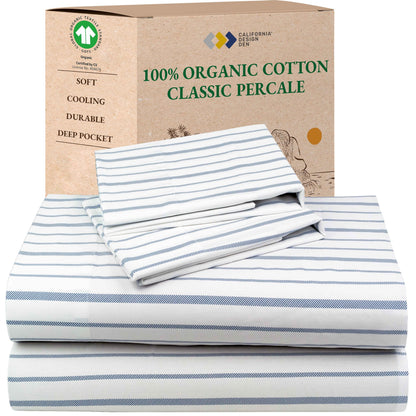 California Design Den 100% Organic Cotton Queen Bed Sheet Set, Olive Green