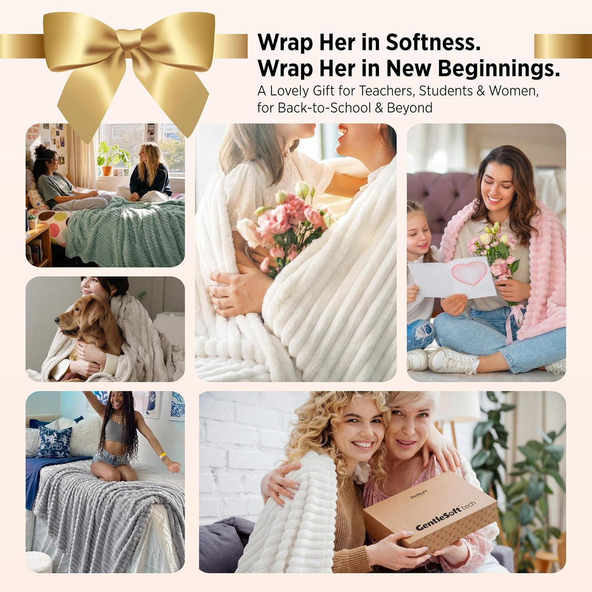 Bedsure Soft Beige Throw Blanket for Couch Decor Gifts 50"x60"