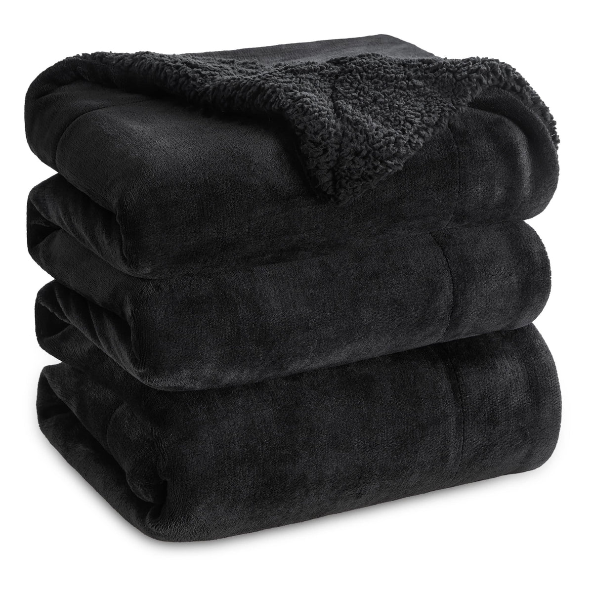 Bedsure GentleSoft Sherpa Fleece Queen Blankets for Bed, Non-Heated, Thick and Warm Throw for Women and Men, Soft Fuzzy Plush Comfort Queen Blanket for Winter, Grey, 90x90 Inches