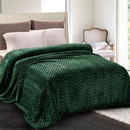 Whale Flotilla Flannel Fleece Fall Bed Blanket Queen Size, Emerald Green