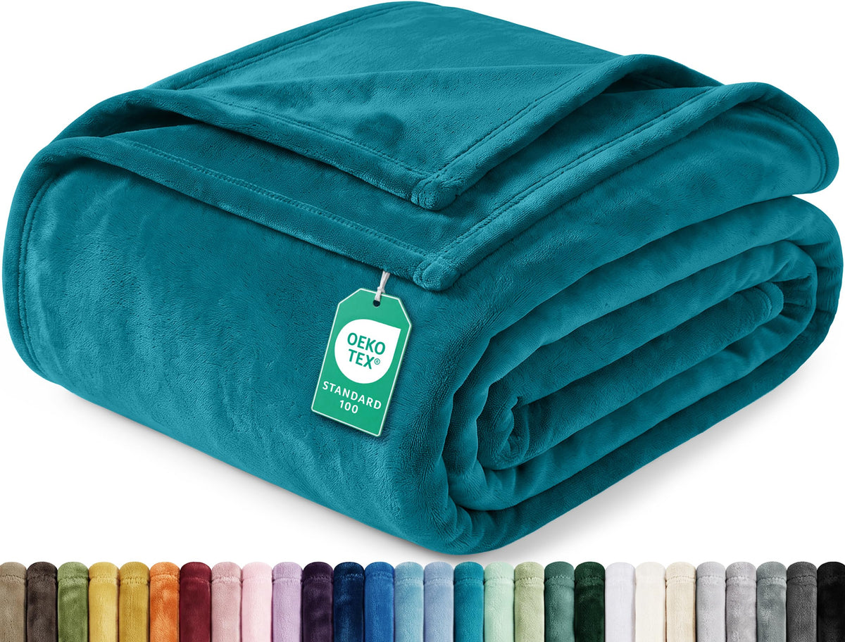 Soft Fleece Blanket for Bed Queen Size Cool Grey (90x90 Inch)