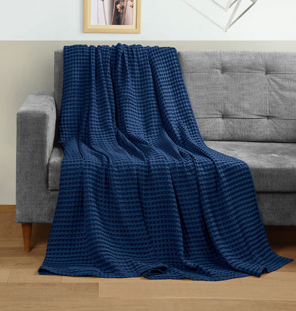Utopia Bedding 100% Cotton Waffle Blanket Queen Size White, 90x90 Inch