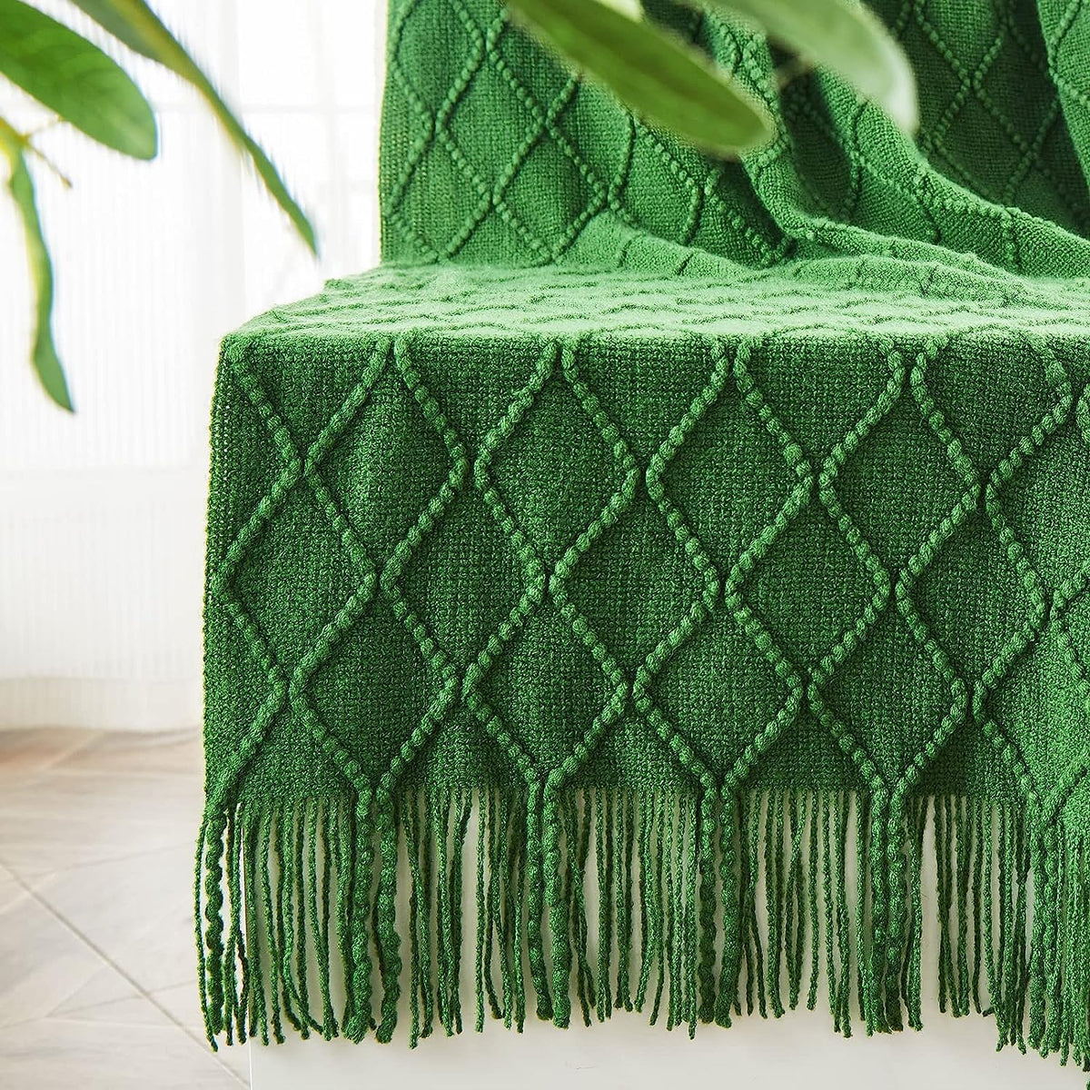inhand Off White Knitted Throw Blanket for Couch and Bed, 50"x60"
