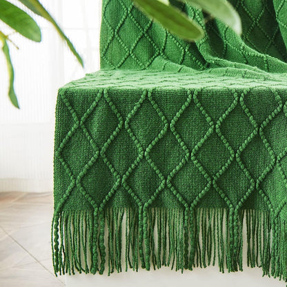 inhand Off White Knitted Throw Blanket for Couch and Bed, 50"x60"