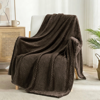 Exclusivo Mezcla Large Waffle Fleece Throw Blanket for Couch, Slate Blue