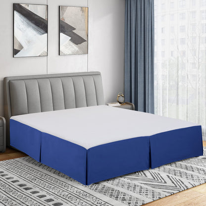 Cathay Home Queen Bed Skirt, 14" Drop Dust Ruffle, Blue Fog