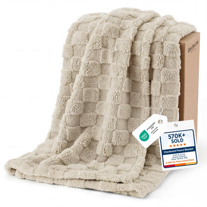 Bedsure Checkered Fleece Throw Blanket,Cute Home Decor,Sage Green,50"×60"