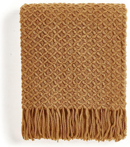 CREVENT Farmhouse Boho Knitted Throw Blanket for Couch Sofa Chair Bed Home Decoration, Soft Warm Cozy Light Weight for Spring Summer Fall (50''X60'' Sage Green)