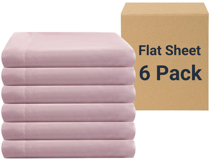 ZPECC Twin Flat Sheets Only White 6 Pack, Color-Coded Hem Threads