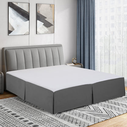 Cathay Home Queen Bed Skirt, 14" Drop Dust Ruffle, Blue Fog