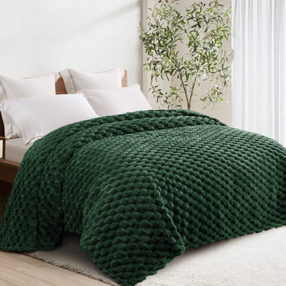 Whale Flotilla Soft 3D Jacquard Fleece Throw Blanket for Couch & Bed, Ivory