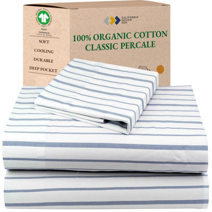 California Design Den 100% Organic Cotton Queen Bed Sheet Set, Olive Green