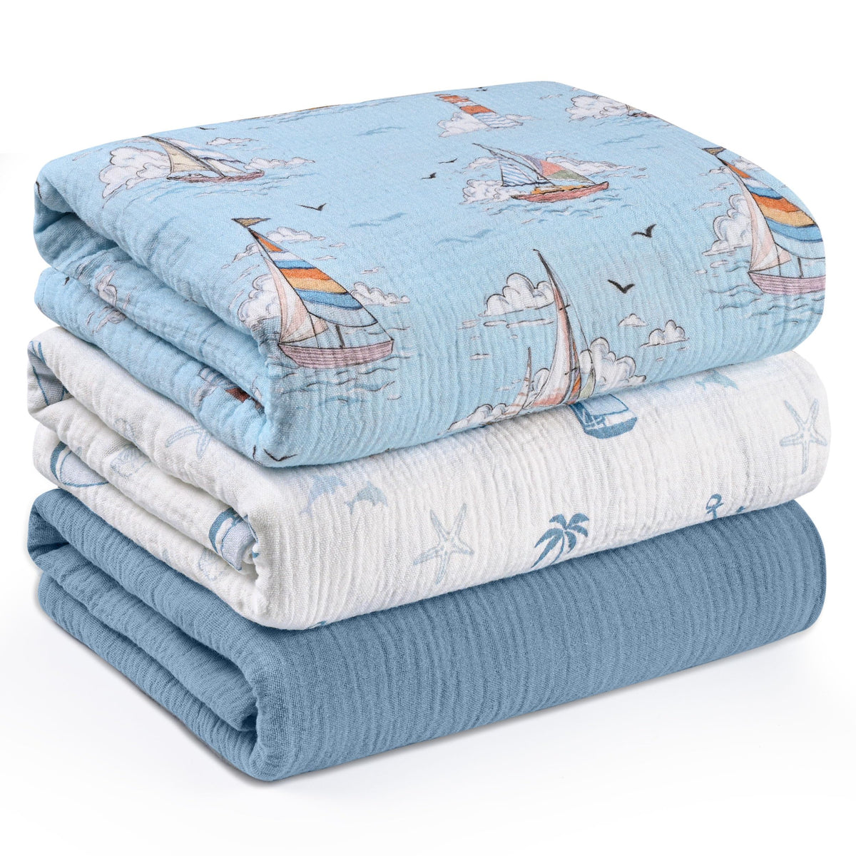 Muslin Swaddle Blankets for Newborn, 3 Pack Breathable Soft Receiving Blanket, Large 38 x 40 inches Swaddle Wrap Burping Clothes, Essentials Infant Shower Items, Toddler Gift (Bright Colors)
