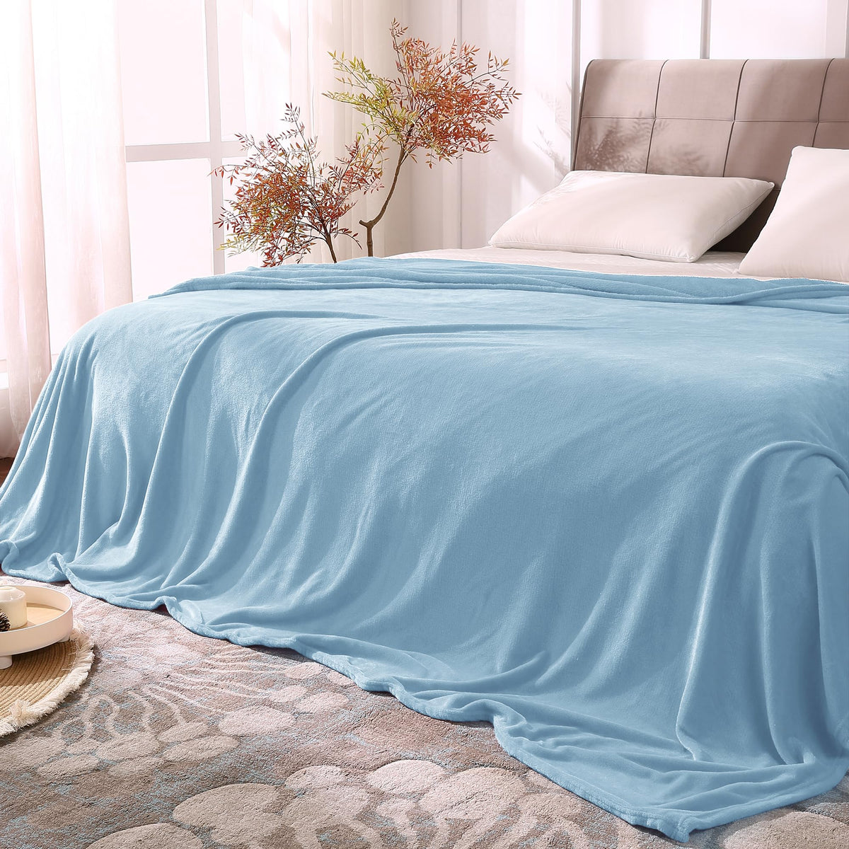 BEDELITE Fleece Blanket Soft Plush Throw for Couch Black 50"x60"