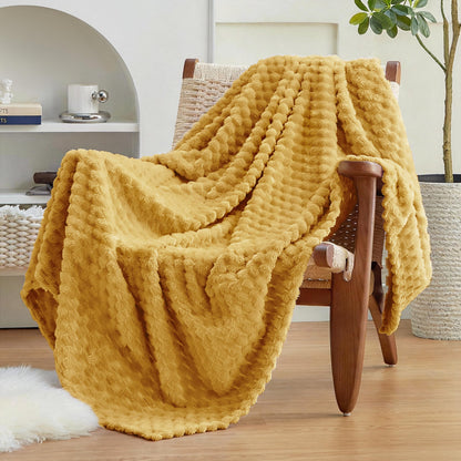EXQ Home Turtle Shell Throw Blanket Beige for Couch Gentle Soft Fleece