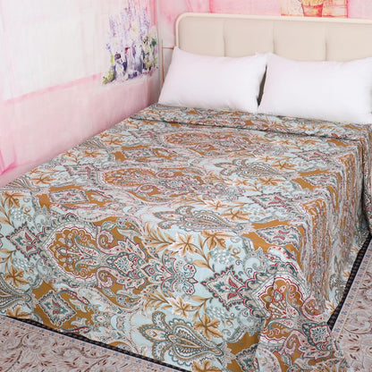 Soft Cotton Bedding Sheets for Home Brown Pattern Printed Queen Flat Sheets Only Luxury Breathable Top Sheet Machine Wash