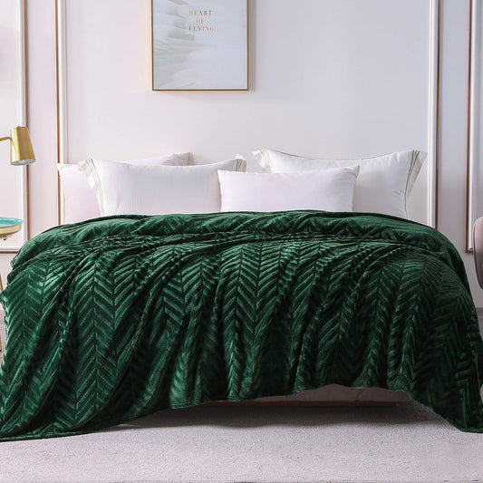 Whale Flotilla Flannel Fleece Fall Bed Blanket Queen Size, Emerald Green
