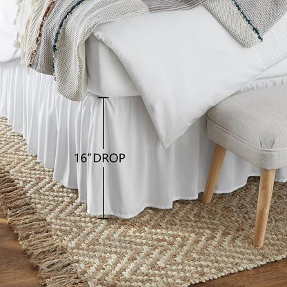 Amazon Basics Lightweight Ruffled Bed Skirt, Machine Washable, Wrinkle Resistant, Classic Style, Soft 100% Microfiber With 16" Drop, King, Bright White