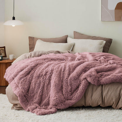 Bedsure Faux Fur Fluffy Fleece Sherpa Blanket Couch Throw Grey 50"x60"