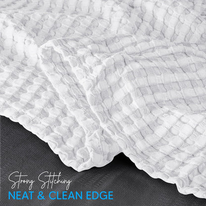 Utopia Bedding 100% Cotton Waffle Blanket Queen Size White, 90x90 Inch