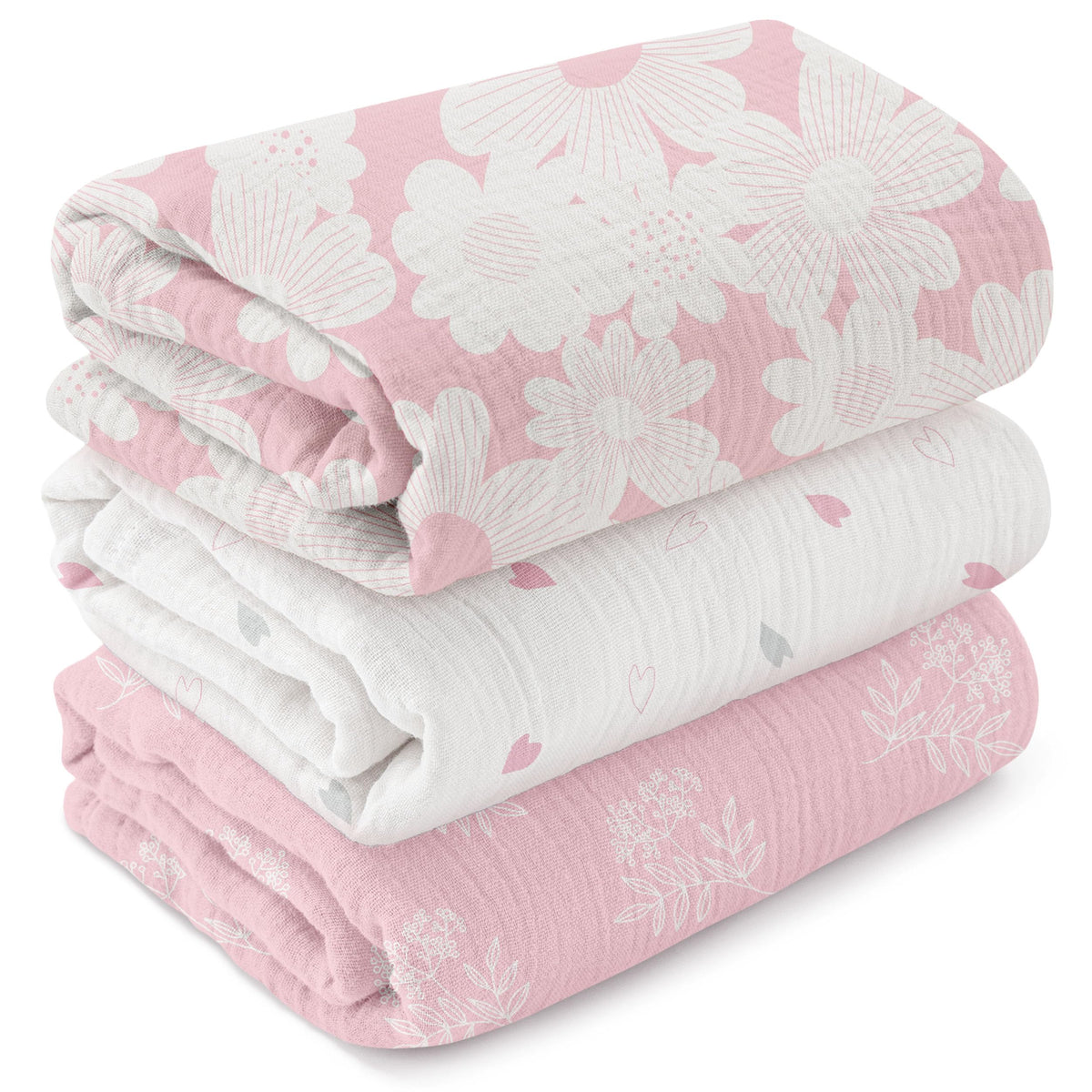 GLLQUEN BABY Muslin Swaddle Blankets for Newborn Boys, Large 40''x38''