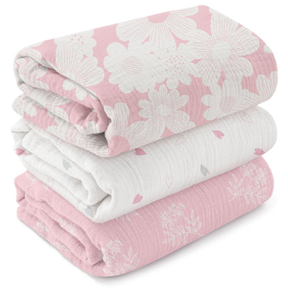 GLLQUEN BABY Muslin Swaddle Blankets for Newborn Boys, Large 40''x38''