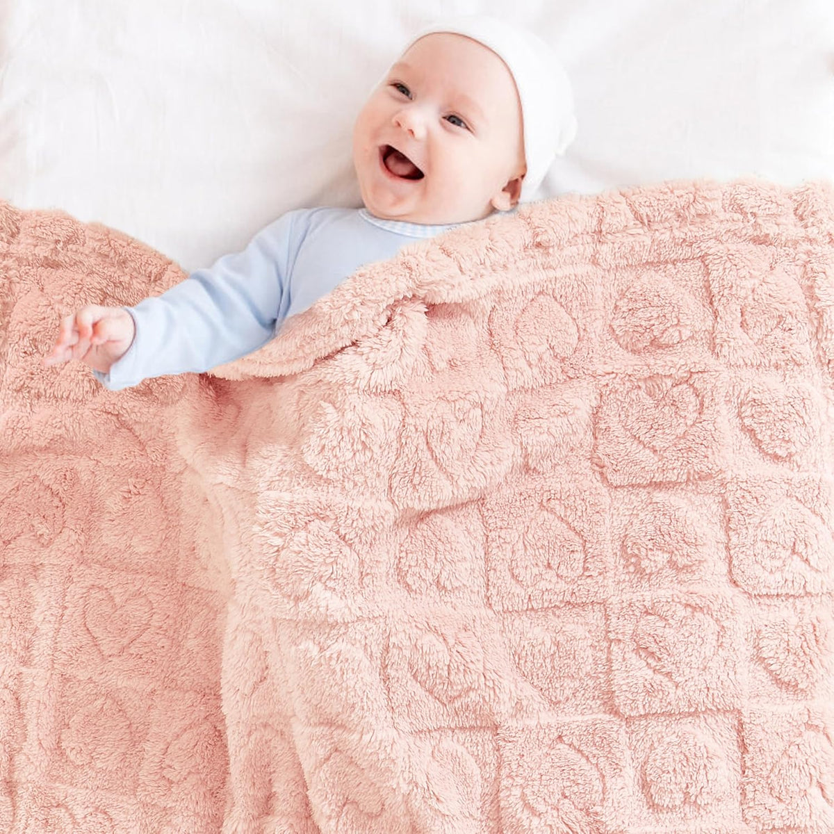 Yurhap Heart Baby Blanket, Love Plush Fleece Baby Blankets for Girls Boys
