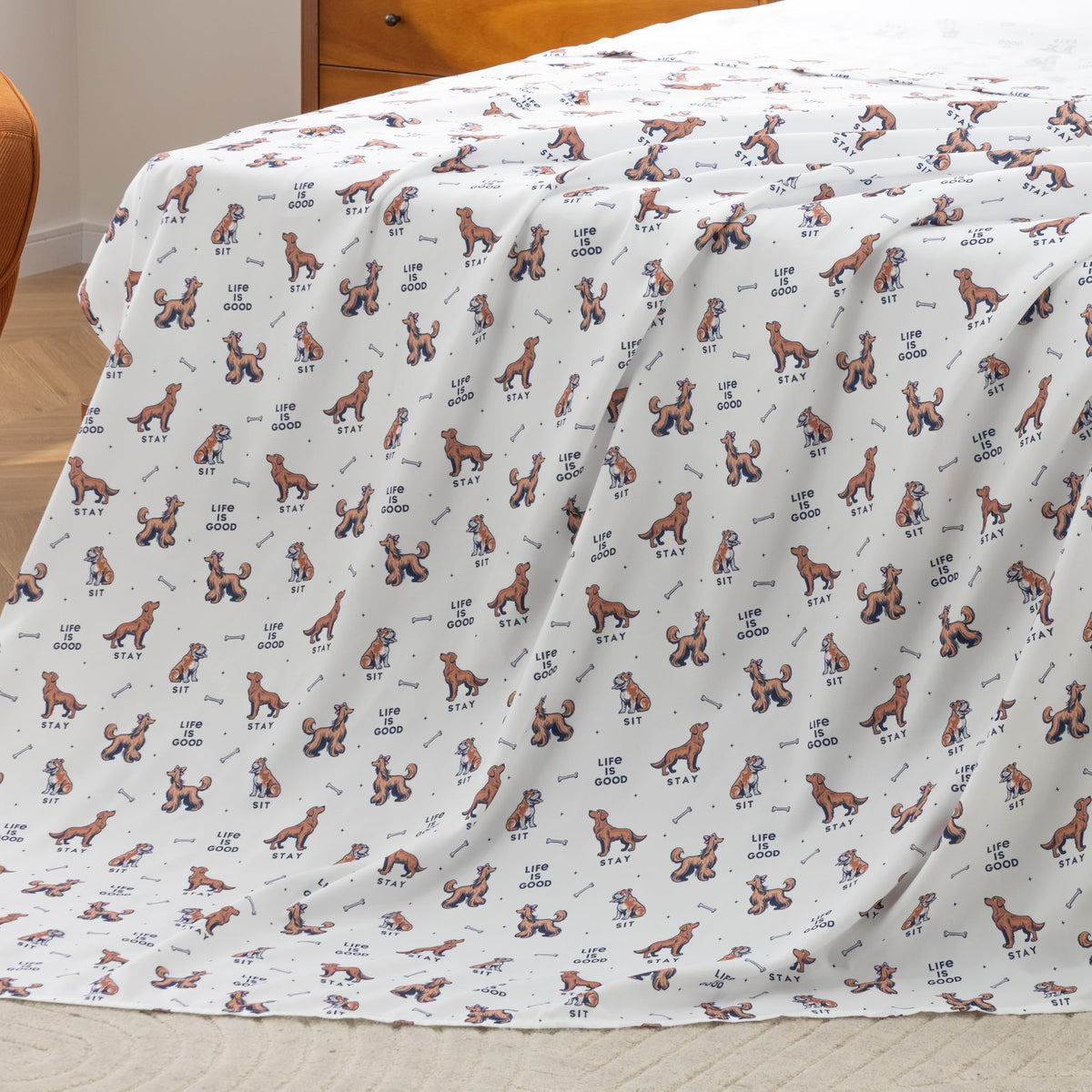 Berkshire LIG® King Flat Sheet (Only), Brushed Microfiber Sheet with Cute Cartoon Characters, Soft, Breathable, Easy-Care Bedding for LIG Fans, Spring Hunny Small Cornflower Blue