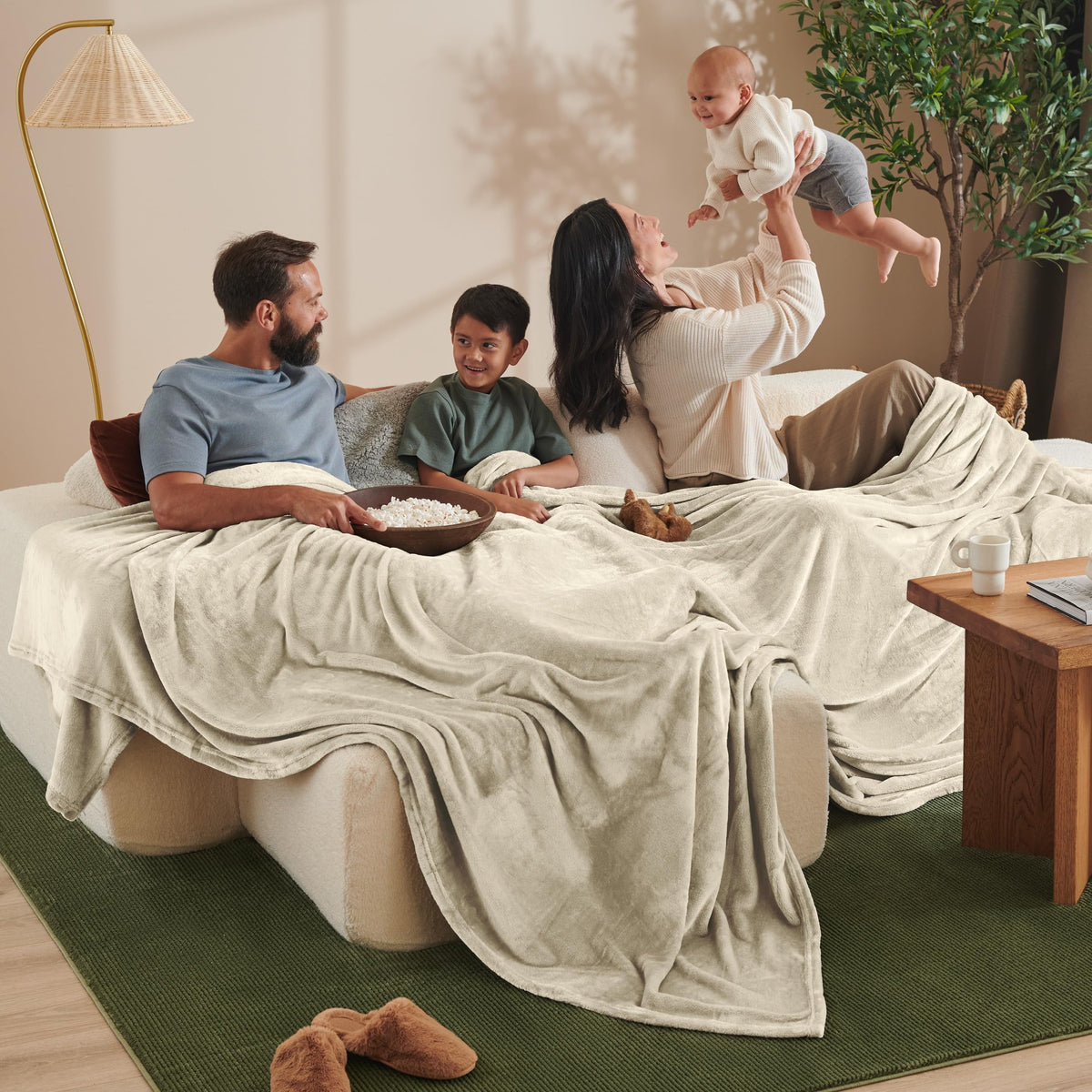 Bare Home Fleece Blanket Luxury Microplush (Full/Queen, Grey)