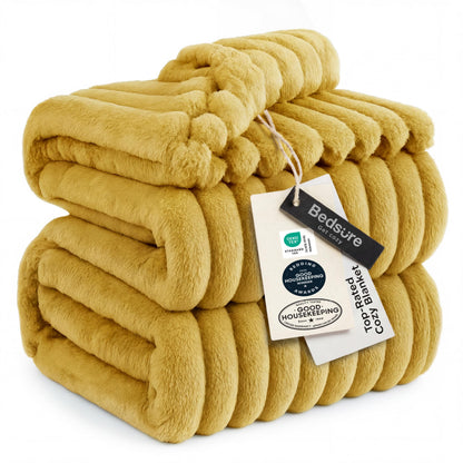 Bedsure Soft Queen Size Blanket for Bed Beige 90"x90"