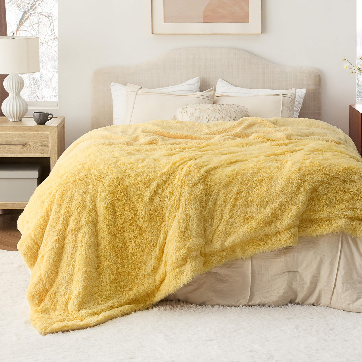 Bedsure Faux Fur Fluffy Fleece Sherpa Blanket Couch Throw Grey 50"x60"