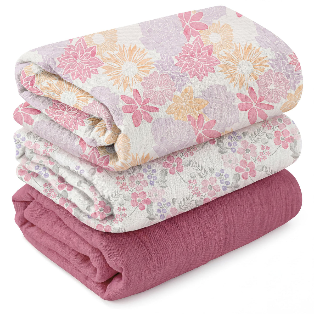 GLLQUEN BABY Muslin Swaddle Blankets for Newborn Boys, Large 40''x38''