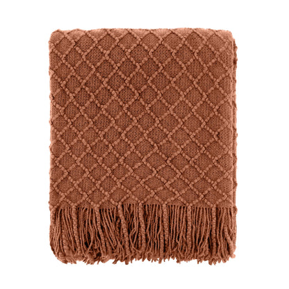 CREVENT Farmhouse Boho Knitted Throw Blanket for Couch Sofa Chair Bed Home Decoration, Soft Warm Cozy Light Weight for Spring Summer Fall (50''X60'' Sage Green)