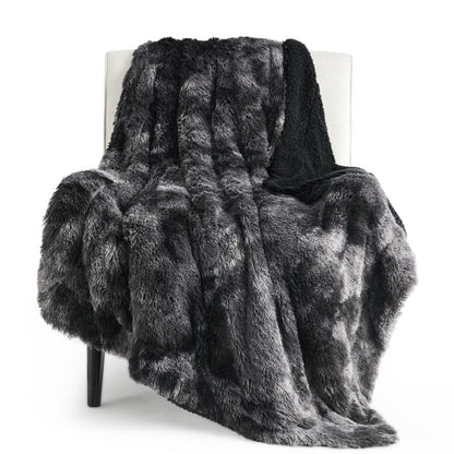 Bedsure Faux Fur Fluffy Fleece Sherpa Blanket Couch Throw Grey 50"x60"