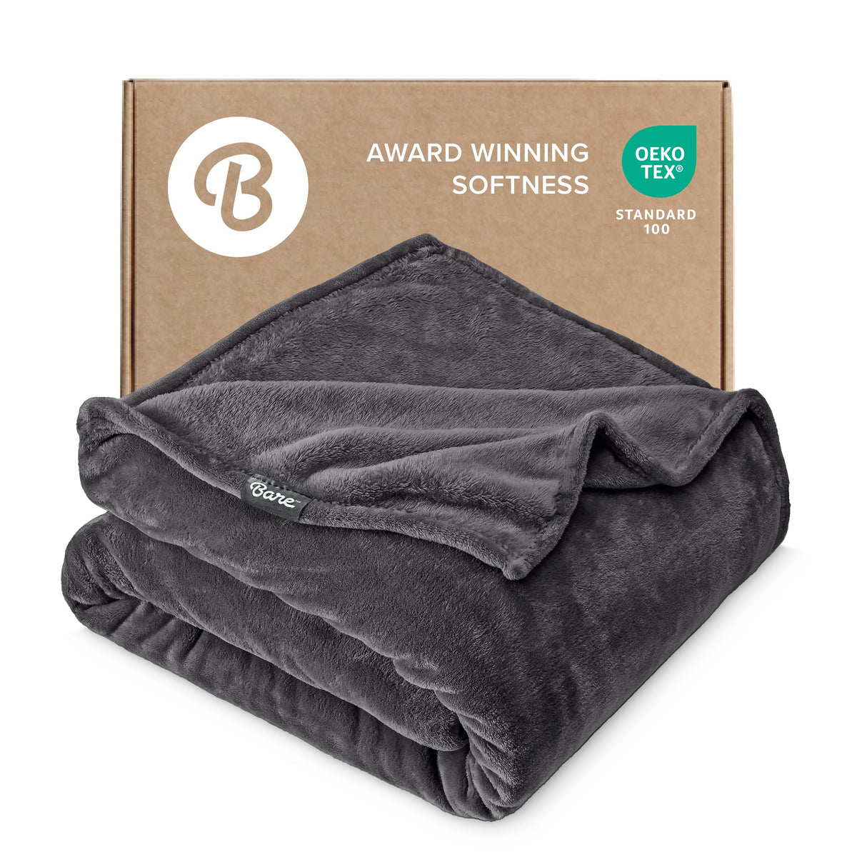 Bare Home Fleece Blanket Luxury Microplush (Full/Queen, Grey)