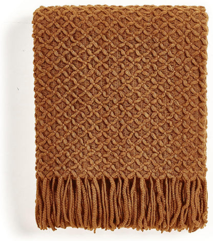 CREVENT Farmhouse Boho Knitted Throw Blanket for Couch Sofa Chair Bed Home Decoration, Soft Warm Cozy Light Weight for Spring Summer Fall (50''X60'' Sage Green)
