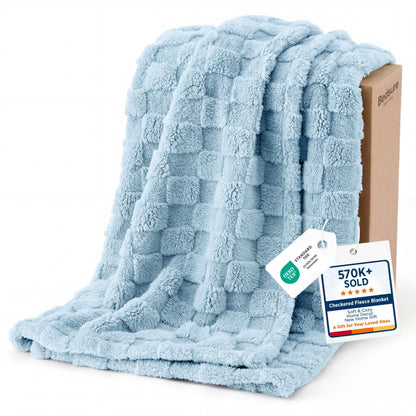 Bedsure Checkered Fleece Throw Blanket,Cute Home Decor,Sage Green,50"×60"