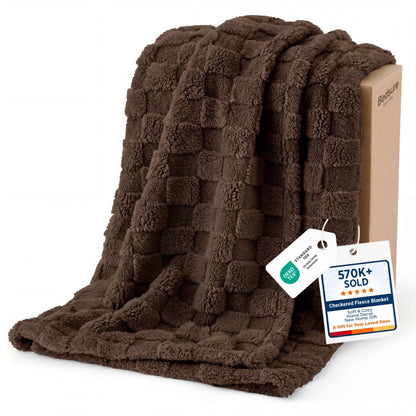 Bedsure Checkered Fleece Throw Blanket,Cute Home Decor,Sage Green,50"×60"