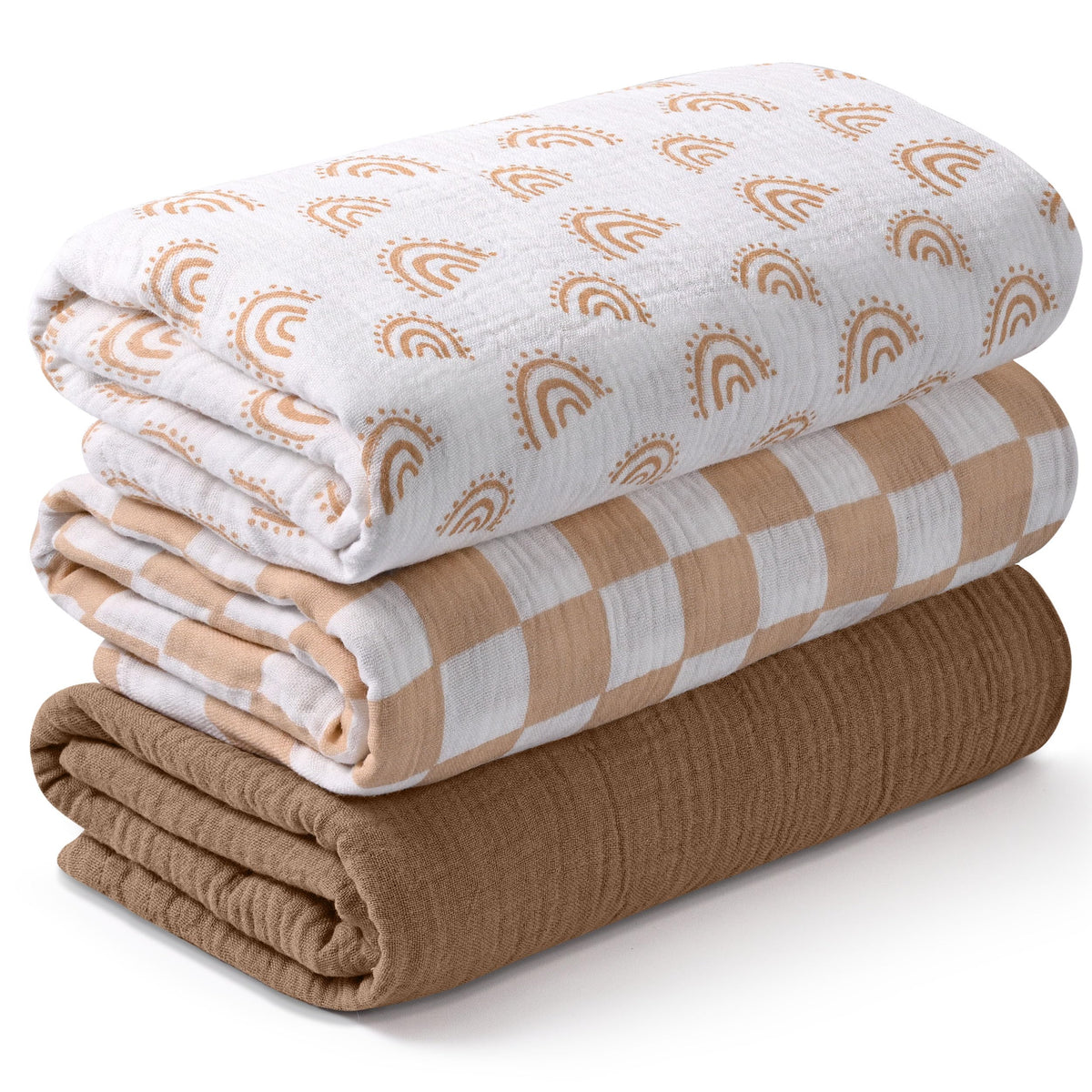 Muslin Swaddle Blankets for Newborn, 3 Pack Breathable Soft Receiving Blanket, Large 38 x 40 inches Swaddle Wrap Burping Clothes, Essentials Infant Shower Items, Toddler Gift (Bright Colors)