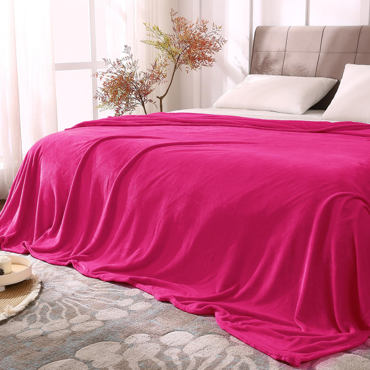 BEDELITE Fleece Blanket Soft Plush Throw for Couch Black 50"x60"