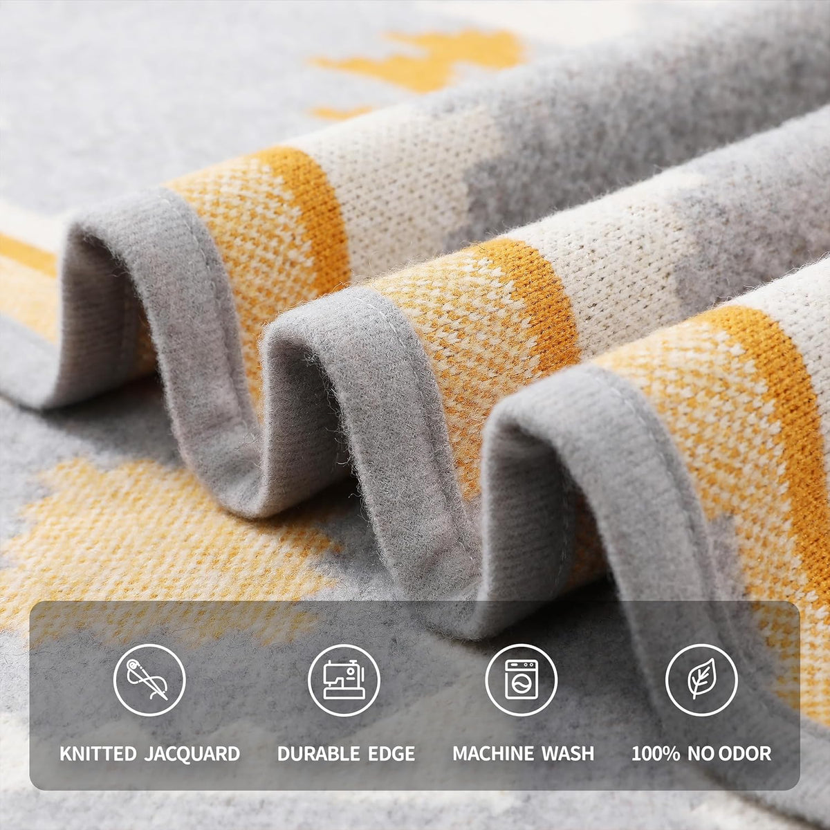 ACUSHLA Merino Wool Camping Blanket Warm Outdoor Travel Throw,Morocco Grey