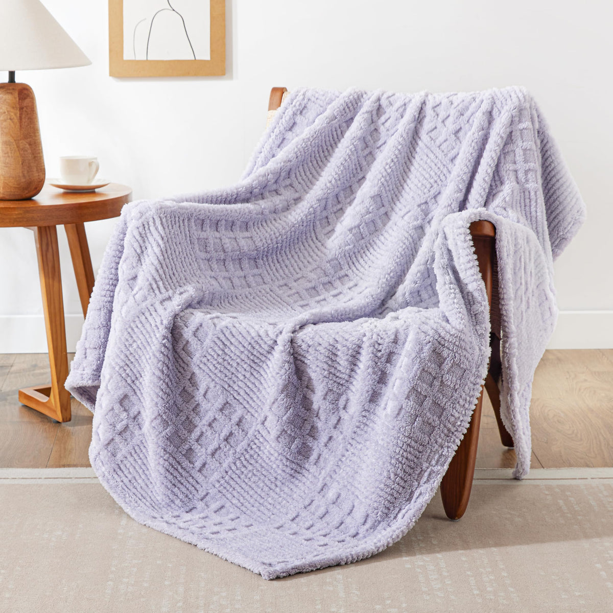 EXQ Home Turtle Shell Throw Blanket Beige for Couch Gentle Soft Fleece