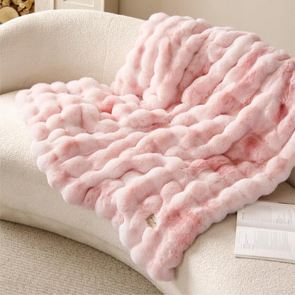 Bedsure Fluffy Bubble Faux Fur Throw XL Blanket, 50"x70", Tie-dye Taupe