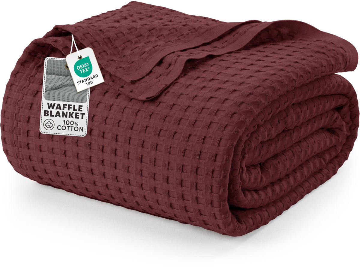 Utopia Bedding 100% Cotton Waffle Blanket Queen Size White, 90x90 Inch