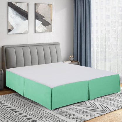 Cathay Home Queen Bed Skirt, 14" Drop Dust Ruffle, Blue Fog