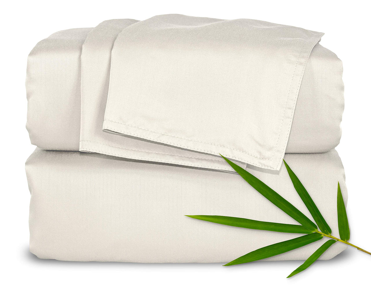 King Sheets by Pure Bamboo, Genuine 100% Organic Viscose Derived from Bamboo Bed Sheet Set, Soft & Cooling, Double Stitching, 2 Year Quality Promise (King, White)