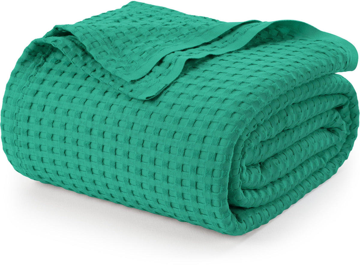 Utopia Bedding 100% Cotton Waffle Blanket Queen Size White, 90x90 Inch