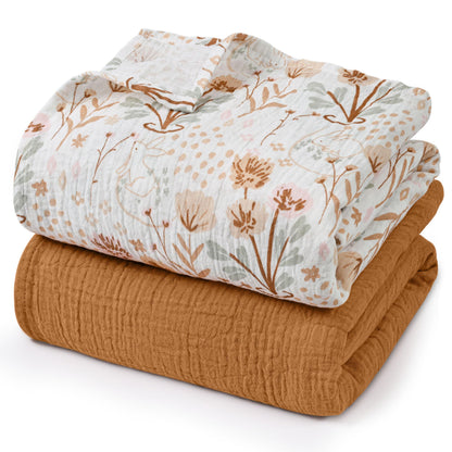 GLLQUEN BABY Muslin Swaddle Blankets for Newborn Boys, Large 40''x38''