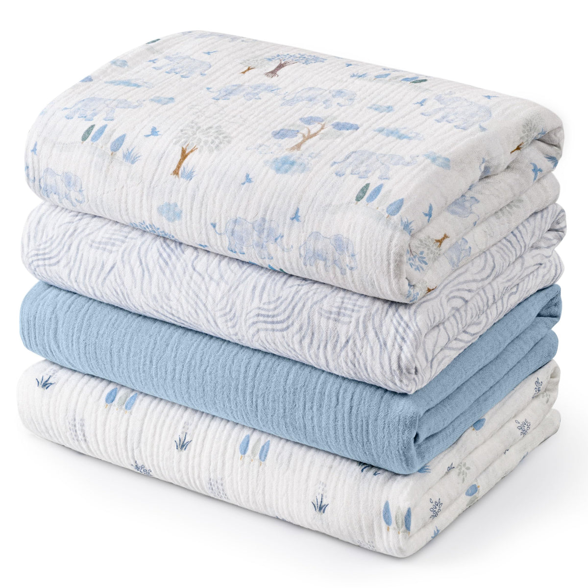 GLLQUEN BABY Muslin Swaddle Blankets for Newborn Boys, Large 40''x38''